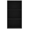 vidaXL Knižnica s 3 policami, čierna 60x30x114 cm, drevotrieska