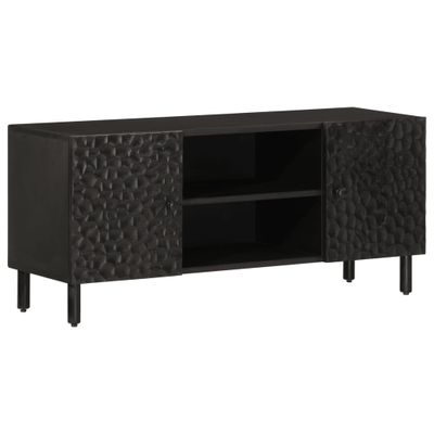 vidaXL TV skrinka, čierna 105x33x46 cm, mangový masív
