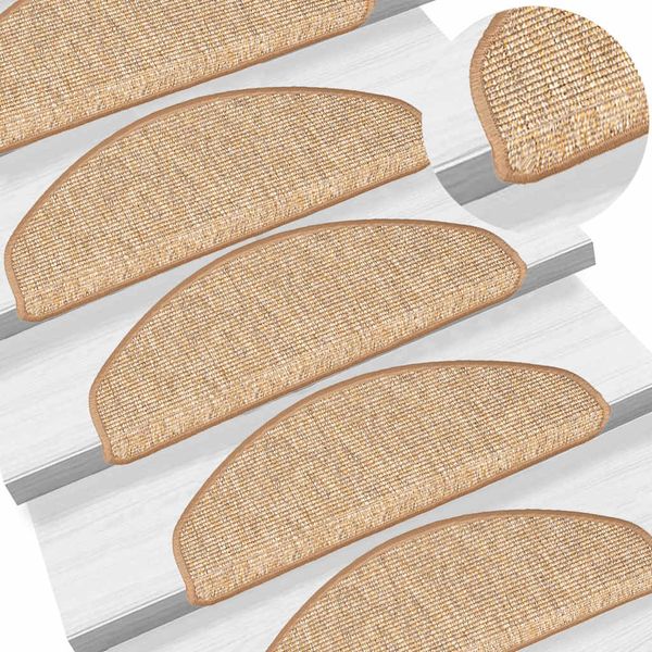 vidaXL Schodové rohože 15 ks 65x21x4 cm svetlohnedé polkruhové veľké