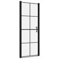 vidaXL Sprchové dvere čierne 91x195 cm tvrdené sklo