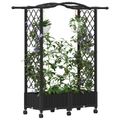 vidaXL Vyvýšený záhon s mriežkou a strechou Čierna 124 x 40 x 129 cm