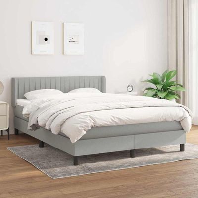 vidaXL Boxspring posteľ s matracom bledosivá 140x200 cm látka