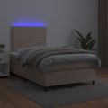 vidaXL Boxspring posteľ matrac a LED kapučínová 120x200 cm umelá koža