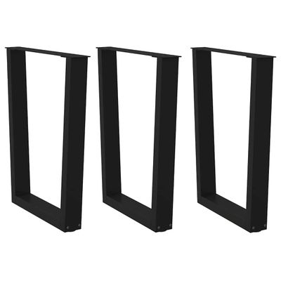 vidaXL Nohy k jedálenskému stolu v tvare V, 3 ks, čierne, 70 x (72-73,3) cm, oceľové