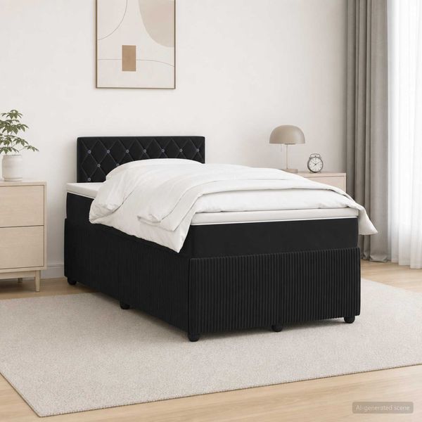 vidaXL Posteľ boxspring s matracom Čierna 120 x 190 cm Zamat