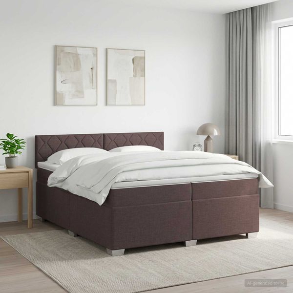 vidaXL Posteľ boxspring s matracom Tmavohnedá 200 x 200 cm Látka