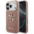 Guess Fixed Glitter Big 4G Kovový rám puzdro pre iPhone 17 Pro ružová