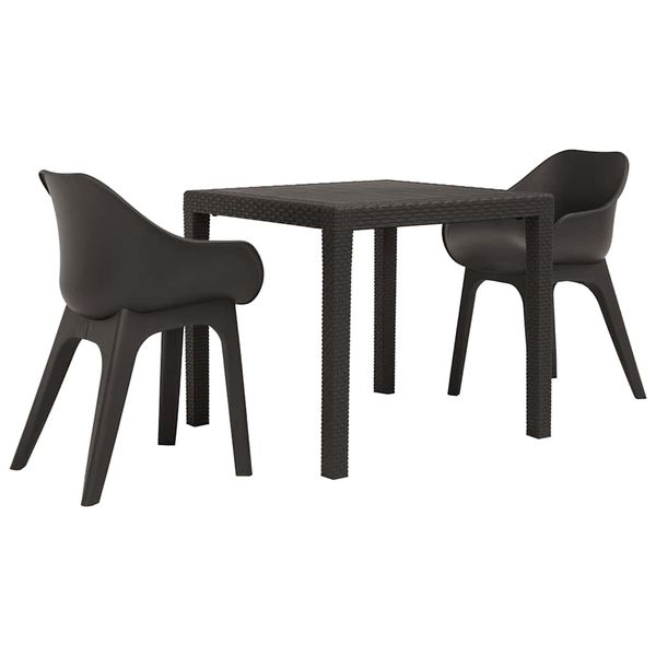 vidaXL 3-dielna bistro súprava, plast ratan, hnedá