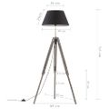 vidaXL Lampa na statíve čierna a zlatá 141 cm teakový masív