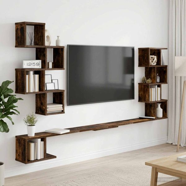 vidaXL Nástenná polica na TV Dymový dub 180 x 15 x 94 cm