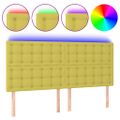 vidaXL Čelo postele s LED zelené 180x5x118/128 cm látka