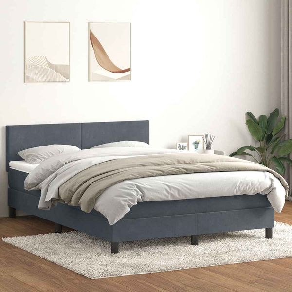 vidaXL Box Spring Posteľ s matracom a LED Tmavosivá 160x220 cm Zamat