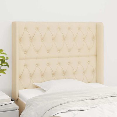 vidaXL Čelo postele so záhybmi krémové 93x16x118/128 cm látka