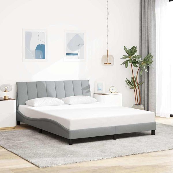 vidaXL Rám postele bez matraca Hanko svetlosivá 160x200 cm látka