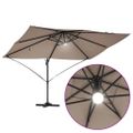 vidaXL Slnečník 351 x 250 x 253 cm Polyester a hliník Sivohnedá