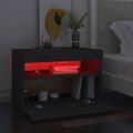 vidaXL Nočný stolík a LED svetlá 2 ks sivé 60x35x40cm spracované drevo