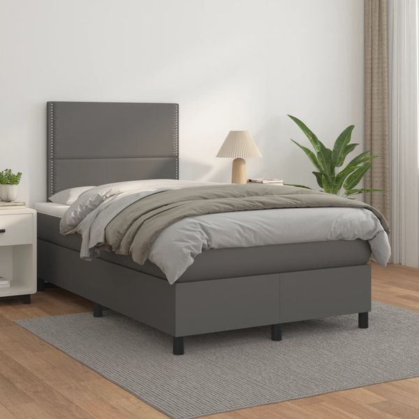 vidaXL Boxspring posteľ s matracom sivá 120x200 cm umelá koža