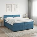 vidaXL Posteľ boxspring s matracom Tmavomodrá 200 x 200 cm Zamat