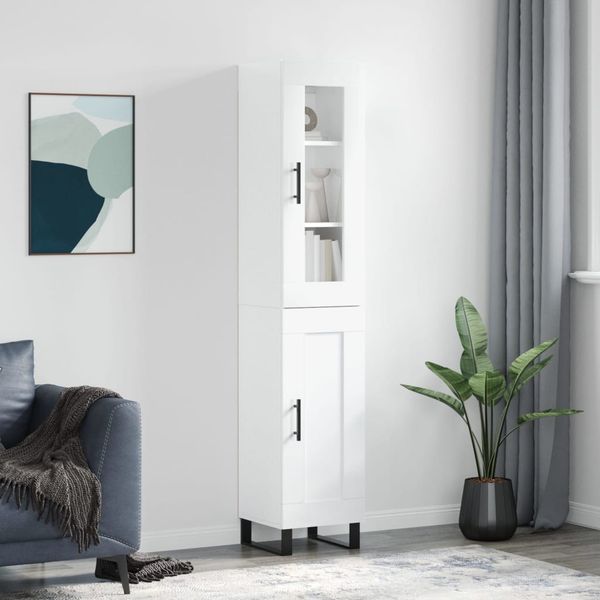 vidaXL Vysoká skrinka biela 34,5x34x180 cm spracované drevo