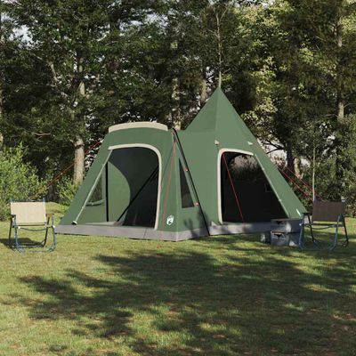 vidaXL Teepee stan pre 5 osôb so strechou Zelená 545 x 450 x 295 cm