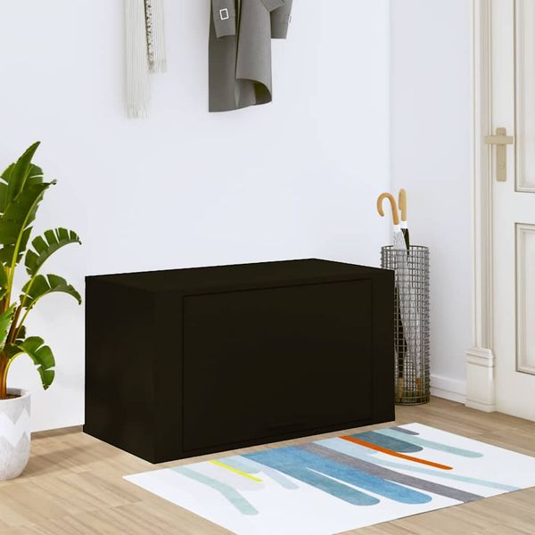 vidaXL Nástenný botník čierny 70x35x38 cm spracované drevo