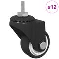 vidaXL Otočné koliesko 12 ks Čierna 40,4 x 40,4 x 19,7 mm