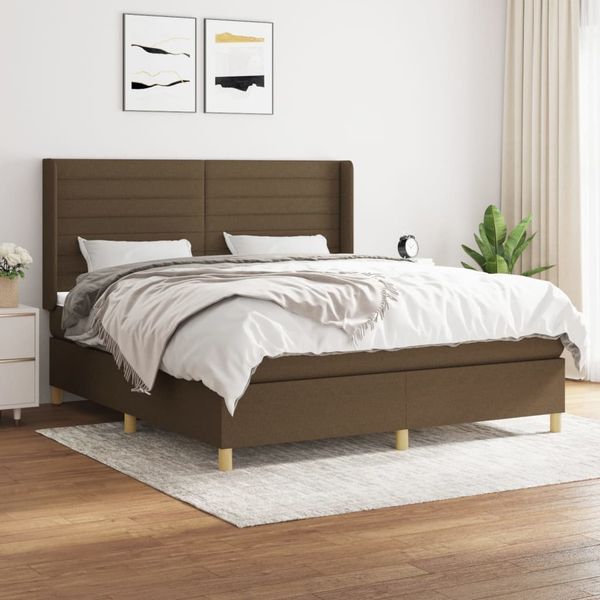 vidaXL Boxspring posteľ s matracom tmavohnedá 160x200 cm látka