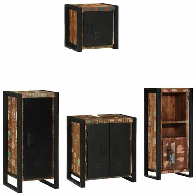 vidaXL Sada kúpeľňového nábytku Nástenný 4 pcs Masívne obnovené drevo
