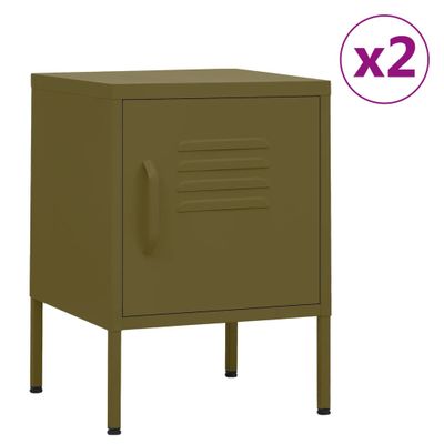vidaXL Nočné stolíky 2 ks olivovozelené 35x35x51 cm oceľ