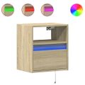 vidaXL Nástenné nočné skrinky s LED osvetlením 2 ks dub sonoma