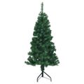 vidaXL Rohový umelý vianočný strom s 150 LED-i Zelená 150 cm PVC a kov