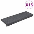 vidaXL Schodové rohože 15 ks 65x21x4 cm tmavošedé s obdĺžnikovým okrajom