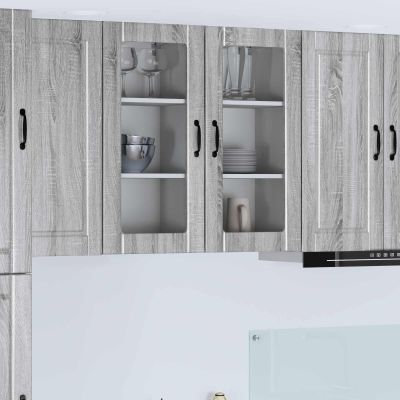 vidaXL Nástenný sklenený kabinet PORTO Sivý Sonoma 40 x 31 x 80 cm