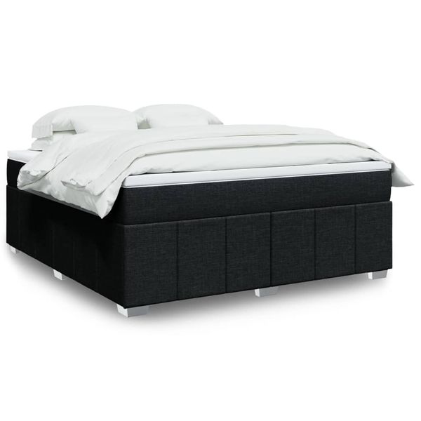 vidaXL Posteľný rám boxspring s matracom čierny 180x200 cm látka