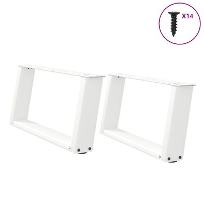 vidaXL Nohy konferenčného stolíka v tvare U, 2 ks, biele, 70 x (30-31) cm, oceľové