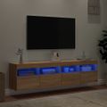vidaXL TV nástenné skrinky s LED svetlami 2 ks dub sonoma 80x30x40 cm