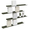 vidaXL Závesná polica 4 ks Olivová zelená 80 x 9 x 2,5 cm Oceľ