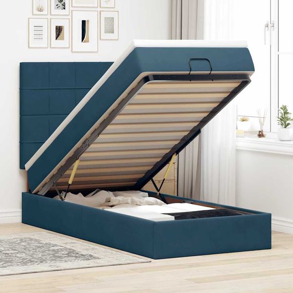 vidaXL Osmanský rám postele s matracmi tmavomodrá 80x200 cm zamat