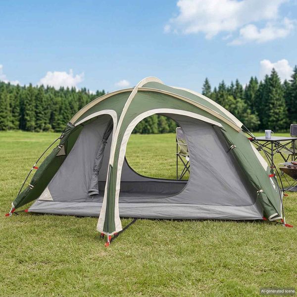vidaXL Trekkingový stan s pláštenkou, vodeodolný 2-miestny Zelená