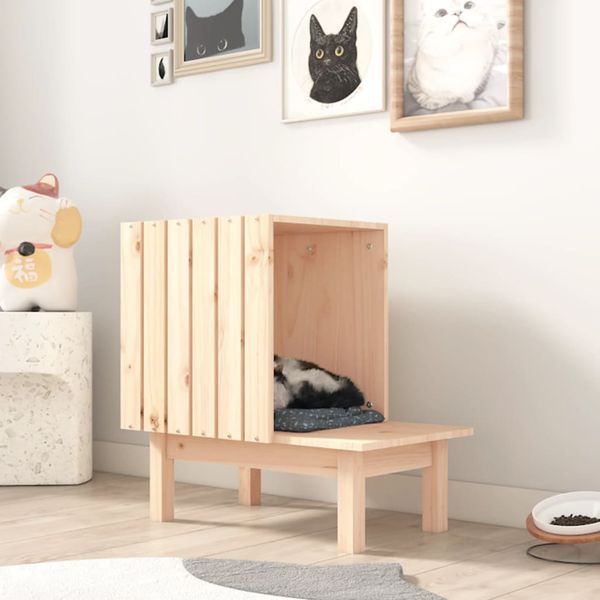 vidaXL Mačací domček 60x36x60 cm borovicový masív