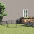 vidaXL Koterec pre psy čierny 16 m² oceľ