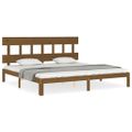 vidaXL Posteľný rám s čelom medovo-hnedý 200x200 cm masívne drevo