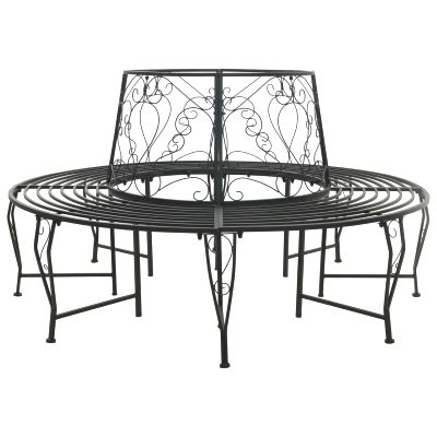 vidaXL Stromová lavička 8-Počet miest Ø 160 x 89 cm Oceľ Čierna