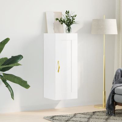 vidaXL Nástenná skrinka lesklá biela 34,5x34x90 cm kompozitné drevo
