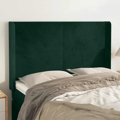 vidaXL Čelo postele so záhybmi tmavozelený 147x16x118/128 cm zamat