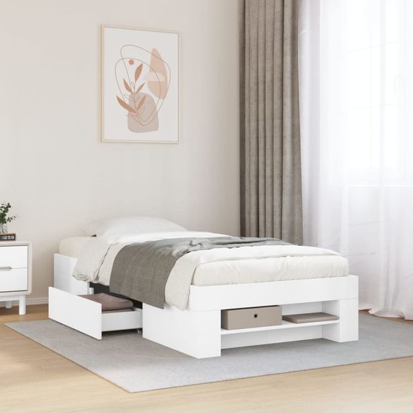 vidaXL Posteľný rám biely 90x190 cm kompozitné masív