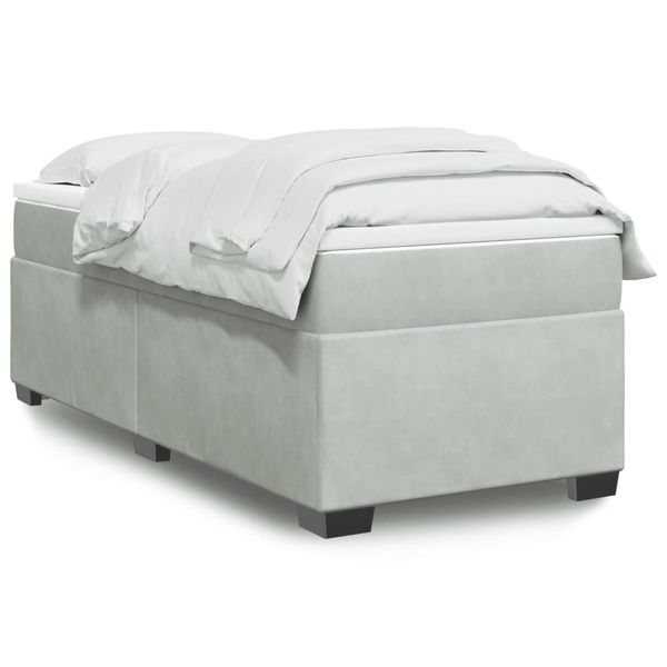 vidaXL Posteľný rám boxsping s matracom bledosivý 100x200 cm zamat