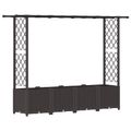 vidaXL Vyvýšený záhon s mriežkou a strechou Hnedá 203 x 40 x 136 cm PP