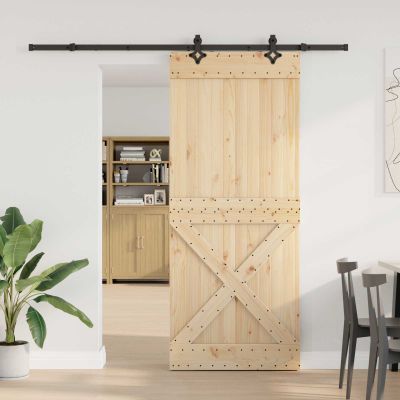 vidaXL Posuvné dvere NARVIK Prírodná a čierna 95 x 210 cm (213,5 cm)