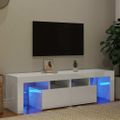 vidaXL TV skrinka s LED svetlami, lesklá biela 140x36,5x40 cm